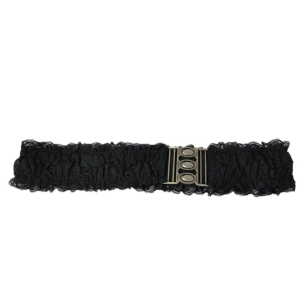 Black Elastic lace dress belt